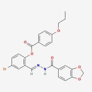 molecular formula C25H21BrN2O6 B12013980 [2-[(E)-(1,3-benzodioxole-5-carbonylhydrazinylidene)methyl]-4-bromophenyl] 4-propoxybenzoate CAS No. 769154-18-9
