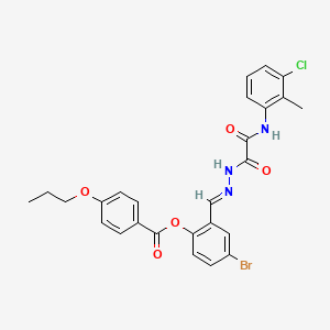 molecular formula C26H23BrClN3O5 B12014007 [4-bromo-2-[(E)-[[2-(3-chloro-2-methylanilino)-2-oxoacetyl]hydrazinylidene]methyl]phenyl] 4-propoxybenzoate CAS No. 765312-37-6