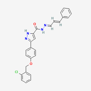 molecular formula C26H21ClN4O2 B12014013 5-(4-((2-Chlorobenzyl)oxy)phenyl)-N'-(3-phenylallylidene)-1H-pyrazole-3-carbohydrazide CAS No. 634897-38-4