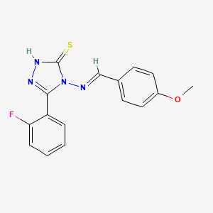 molecular formula C16H13FN4OS B12014023 5-(2-Fluorophenyl)-4-((4-methoxybenzylidene)amino)-4H-1,2,4-triazole-3-thiol CAS No. 677769-16-3