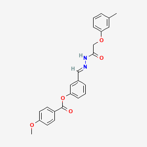 molecular formula C24H22N2O5 B12014037 3-(2-((3-Methylphenoxy)acetyl)carbohydrazonoyl)phenyl 4-methoxybenzoate CAS No. 765907-74-2