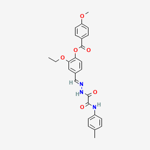 molecular formula C26H25N3O6 B12014046 2-Ethoxy-4-(2-(oxo(4-toluidino)acetyl)carbohydrazonoyl)phenyl 4-methoxybenzoate CAS No. 769152-01-4