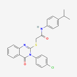 molecular formula C25H22ClN3O2S B12014052 2-{[3-(4-chlorophenyl)-4-oxo-3,4-dihydroquinazolin-2-yl]sulfanyl}-N-[4-(propan-2-yl)phenyl]acetamide 