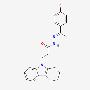 molecular formula C23H24FN3O B12014096 N'-[(1E)-1-(4-fluorophenyl)ethylidene]-3-(1,2,3,4-tetrahydro-9H-carbazol-9-yl)propanehydrazide CAS No. 518019-69-7