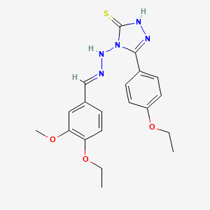 molecular formula C20H23N5O3S B12014161 4-Ethoxy-3-methoxybenzaldehyde [3-(4-ethoxyphenyl)-5-sulfanyl-4H-1,2,4-triazol-4-YL]hydrazone CAS No. 624725-11-7