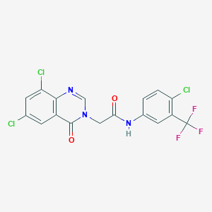 molecular formula C17H9Cl3F3N3O2 B12014246 N-(4-Chloro-3-(trifluoromethyl)phenyl)-2-(6,8-dichloro-4-oxoquinazolin-3(4H)-yl)acetamide CAS No. 618443-64-4