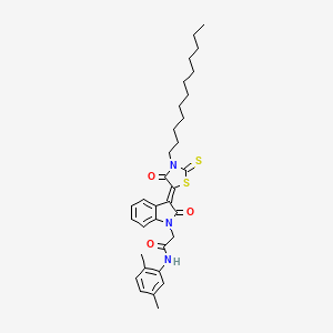 molecular formula C33H41N3O3S2 B12014266 N-(2,5-dimethylphenyl)-2-[(3Z)-3-(3-dodecyl-4-oxo-2-thioxo-1,3-thiazolidin-5-ylidene)-2-oxo-2,3-dihydro-1H-indol-1-yl]acetamide CAS No. 618079-73-5
