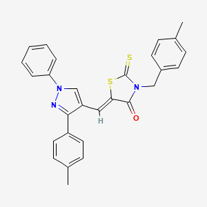molecular formula C28H23N3OS2 B12014271 (5Z)-3-(4-Methylbenzyl)-5-{[3-(4-methylphenyl)-1-phenyl-1H-pyrazol-4-YL]methylene}-2-thioxo-1,3-thiazolidin-4-one CAS No. 623934-76-9