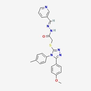 molecular formula C24H22N6O2S B12014285 2-{[5-(4-methoxyphenyl)-4-(4-methylphenyl)-4H-1,2,4-triazol-3-yl]sulfanyl}-N'-[(E)-pyridin-3-ylmethylidene]acetohydrazide 