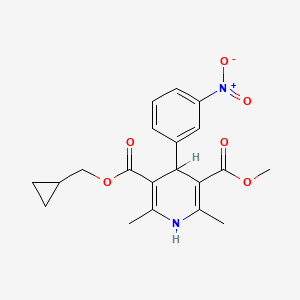 molecular formula C20H22N2O6 B1201429 3,5-Pyridinedicarboxylic acid, 1,4-dihydro-2,6-dimethyl-4-(3-nitrophenyl)-, cyclopropylmethyl methyl ester CAS No. 86781-07-9