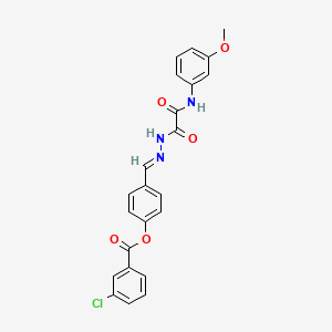 molecular formula C23H18ClN3O5 B12014385 4-(2-((3-Methoxyanilino)(oxo)acetyl)carbohydrazonoyl)phenyl 3-chlorobenzoate CAS No. 769146-55-6