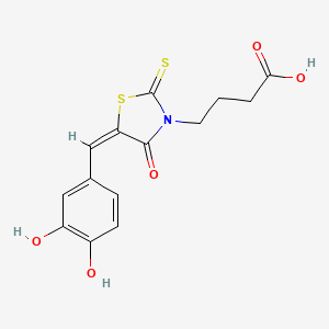 molecular formula C14H13NO5S2 B12014388 4-[(5E)-5-(3,4-dihydroxybenzylidene)-4-oxo-2-thioxo-1,3-thiazolidin-3-yl]butanoic acid 
