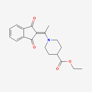 molecular formula C19H21NO4 B1201441 ETHYL 1-[1-(1,3-DIOXO-2,3-DIHYDRO-1H-INDEN-2-YLIDENE)ETHYL]PIPERIDINE-4-CARBOXYLATE 
