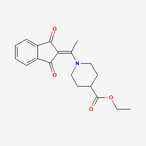 molecular formula C19H21NO4 B1201441 1-[1-(1,3-Dioxo-2-indenylidene)ethyl]-4-piperidinecarboxylic acid ethyl ester 