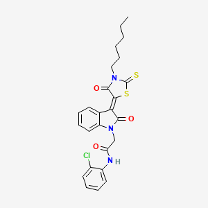 molecular formula C25H24ClN3O3S2 B12014428 N-(2-chlorophenyl)-2-[(3Z)-3-(3-hexyl-4-oxo-2-thioxo-1,3-thiazolidin-5-ylidene)-2-oxo-2,3-dihydro-1H-indol-1-yl]acetamide CAS No. 618077-10-4