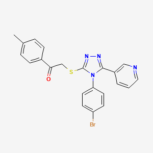 molecular formula C22H17BrN4OS B12014429 2-{[4-(4-Bromophenyl)-5-(3-pyridinyl)-4H-1,2,4-triazol-3-YL]sulfanyl}-1-(4-methylphenyl)ethanone 