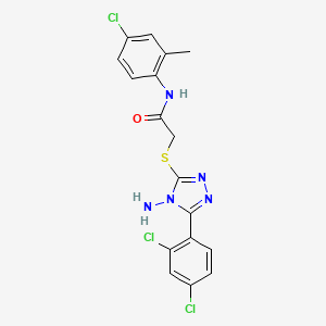 molecular formula C17H14Cl3N5OS B12014471 2-{[4-amino-5-(2,4-dichlorophenyl)-4H-1,2,4-triazol-3-yl]sulfanyl}-N-(4-chloro-2-methylphenyl)acetamide 