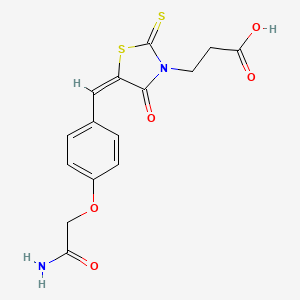 molecular formula C15H14N2O5S2 B12014490 3-{(5E)-5-[4-(2-amino-2-oxoethoxy)benzylidene]-4-oxo-2-thioxo-1,3-thiazolidin-3-yl}propanoic acid 