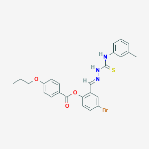 molecular formula C25H24BrN3O3S B12014517 4-Bromo-2-(2-(3-toluidinocarbothioyl)carbohydrazonoyl)phenyl 4-propoxybenzoate CAS No. 769151-49-7