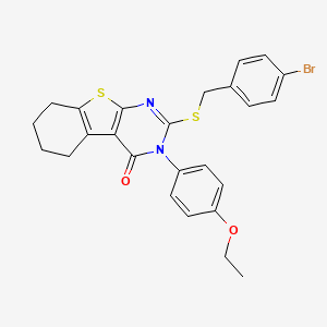 molecular formula C25H23BrN2O2S2 B12014592 2-[(4-bromobenzyl)sulfanyl]-3-(4-ethoxyphenyl)-5,6,7,8-tetrahydro[1]benzothieno[2,3-d]pyrimidin-4(3H)-one 