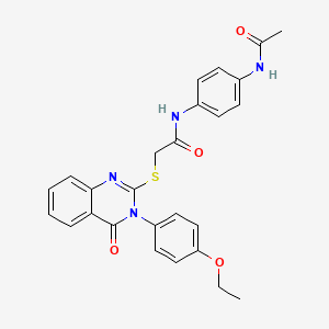 molecular formula C26H24N4O4S B12014620 N-[4-(acetylamino)phenyl]-2-{[3-(4-ethoxyphenyl)-4-oxo-3,4-dihydro-2-quinazolinyl]sulfanyl}acetamide 