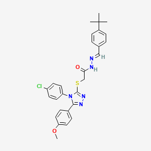 molecular formula C28H28ClN5O2S B12014658 N'-[(E)-(4-tert-butylphenyl)methylidene]-2-{[4-(4-chlorophenyl)-5-(4-methoxyphenyl)-4H-1,2,4-triazol-3-yl]sulfanyl}acetohydrazide 