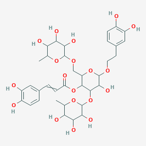 molecular formula C35H46O19 B1201466 [6-[2-(3,4-Dihydroxyphenyl)ethoxy]-5-hydroxy-4-(3,4,5-trihydroxy-6-methyloxan-2-yl)oxy-2-[(3,4,5-trihydroxy-6-methyloxan-2-yl)oxymethyl]oxan-3-yl] 3-(3,4-dihydroxyphenyl)prop-2-enoate 