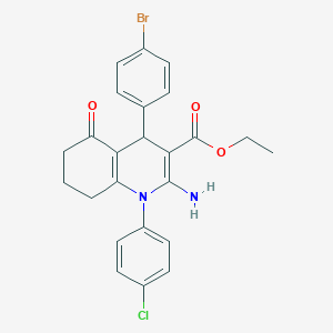 molecular formula C24H22BrClN2O3 B12014667 Ethyl 2-amino-4-(4-bromophenyl)-1-(4-chlorophenyl)-5-oxo-1,4,5,6,7,8-hexahydro-3-quinolinecarboxylate 