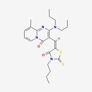 molecular formula C23H30N4O2S2 B12014699 3-[(E)-(3-butyl-4-oxo-2-thioxo-1,3-thiazolidin-5-ylidene)methyl]-2-(dipropylamino)-9-methyl-4H-pyrido[1,2-a]pyrimidin-4-one CAS No. 618073-62-4