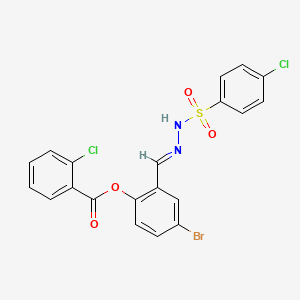 molecular formula C20H13BrCl2N2O4S B12014756 [4-bromo-2-[(E)-[(4-chlorophenyl)sulfonylhydrazinylidene]methyl]phenyl] 2-chlorobenzoate 