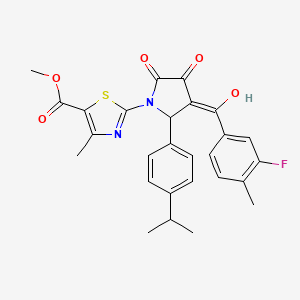 molecular formula C27H25FN2O5S B12014785 Methyl 2-[3-(3-fluoro-4-methylbenzoyl)-4-hydroxy-2-(4-isopropylphenyl)-5-oxo-2,5-dihydro-1H-pyrrol-1-YL]-4-methyl-1,3-thiazole-5-carboxylate 