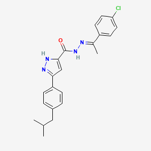 molecular formula C22H23ClN4O B12014804 N'-[(1E)-1-(4-chlorophenyl)ethylidene]-3-[4-(2-methylpropyl)phenyl]-1H-pyrazole-5-carbohydrazide 