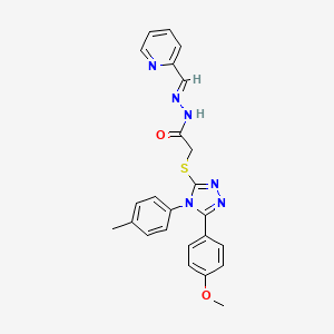 molecular formula C24H22N6O2S B12014805 2-{[5-(4-methoxyphenyl)-4-(4-methylphenyl)-4H-1,2,4-triazol-3-yl]sulfanyl}-N'-[(E)-pyridin-2-ylmethylidene]acetohydrazide 