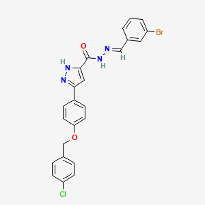 molecular formula C24H18BrClN4O2 B12014832 N'-(3-Bromobenzylidene)-5-(4-((4-chlorobenzyl)oxy)phenyl)-1H-pyrazole-3-carbohydrazide CAS No. 634896-00-7
