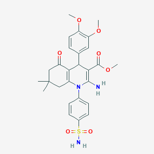 molecular formula C27H31N3O7S B12014911 Methyl 2-amino-1-[4-(aminosulfonyl)phenyl]-4-(3,4-dimethoxyphenyl)-7,7-dimethyl-5-oxo-1,4,5,6,7,8-hexahydro-3-quinolinecarboxylate 