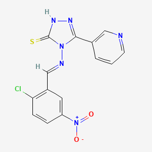 molecular formula C14H9ClN6O2S B12014932 4-{[(E)-(2-chloro-5-nitrophenyl)methylidene]amino}-5-(3-pyridinyl)-4H-1,2,4-triazole-3-thiol 