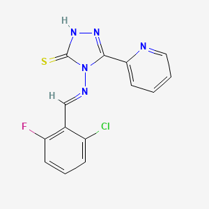 molecular formula C14H9ClFN5S B12014936 4-((2-CL-6-Fluorobenzylidene)amino)-5-(2-pyridinyl)-4H-1,2,4-triazole-3-thiol CAS No. 497823-54-8