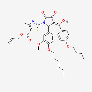molecular formula C36H42N2O8S B12015022 allyl 2-{3-(4-butoxybenzoyl)-2-[4-(hexyloxy)-3-methoxyphenyl]-4-hydroxy-5-oxo-2,5-dihydro-1H-pyrrol-1-yl}-4-methyl-1,3-thiazole-5-carboxylate 
