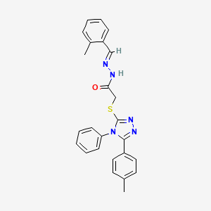 molecular formula C25H23N5OS B12015046 N'-[(E)-(2-methylphenyl)methylidene]-2-{[5-(4-methylphenyl)-4-phenyl-4H-1,2,4-triazol-3-yl]sulfanyl}acetohydrazide 