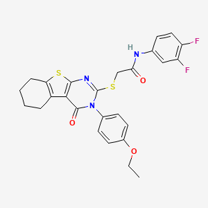 molecular formula C26H23F2N3O3S2 B12015087 N-(3,4-difluorophenyl)-2-{[3-(4-ethoxyphenyl)-4-oxo-3,4,5,6,7,8-hexahydro[1]benzothieno[2,3-d]pyrimidin-2-yl]sulfanyl}acetamide 