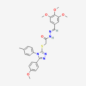 molecular formula C28H29N5O5S B12015137 2-{[5-(4-methoxyphenyl)-4-(4-methylphenyl)-4H-1,2,4-triazol-3-yl]sulfanyl}-N'-[(E)-(3,4,5-trimethoxyphenyl)methylidene]acetohydrazide 