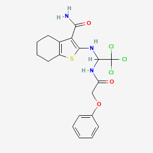 molecular formula C19H20Cl3N3O3S B12015174 2-({2,2,2-Trichloro-1-[(phenoxyacetyl)amino]ethyl}amino)-4,5,6,7-tetrahydro-1-benzothiophene-3-carboxamide 