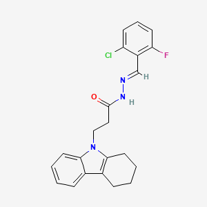 molecular formula C22H21ClFN3O B12015204 N'-(2-CL-6-F-Benzylidene)3-(1,2,3,4-tetrahydro-9H-carbazol-9-YL)propanohydrazide CAS No. 518019-53-9