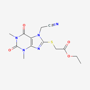 molecular formula C13H15N5O4S B12015247 Ethyl {[7-(cyanomethyl)-1,3-dimethyl-2,6-dioxo-2,3,6,7-tetrahydro-1H-purin-8-YL]sulfanyl}acetate CAS No. 6629-93-2