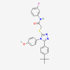 molecular formula C27H27FN4O2S B12015256 2-{[5-(4-tert-butylphenyl)-4-(4-methoxyphenyl)-4H-1,2,4-triazol-3-yl]sulfanyl}-N-(3-fluorophenyl)acetamide 