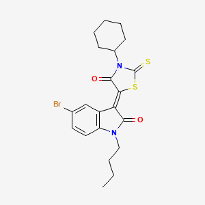 molecular formula C21H23BrN2O2S2 B12015270 5-(5-Bromo-1-butyl-2-oxoindolin-3-ylidene)-3-cyclohexyl-2-thioxothiazolidin-4-one 