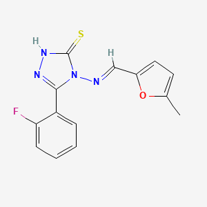 molecular formula C14H11FN4OS B12015294 3-(2-Fluorophenyl)-4-(((5-methylfuran-2-yl)methylene)amino)-1H-1,2,4-triazole-5(4H)-thione CAS No. 578734-03-9