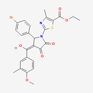 molecular formula C26H23BrN2O6S B12015316 ethyl 2-{2-(4-bromophenyl)-4-hydroxy-3-[(4-methoxy-3-methylphenyl)carbonyl]-5-oxo-2,5-dihydro-1H-pyrrol-1-yl}-4-methyl-1,3-thiazole-5-carboxylate 