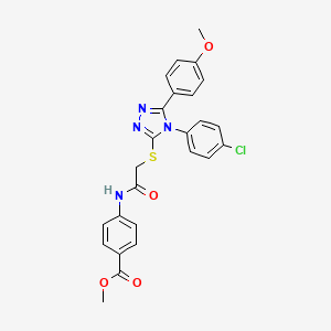 molecular formula C25H21ClN4O4S B12015325 methyl 4-[({[4-(4-chlorophenyl)-5-(4-methoxyphenyl)-4H-1,2,4-triazol-3-yl]sulfanyl}acetyl)amino]benzoate 
