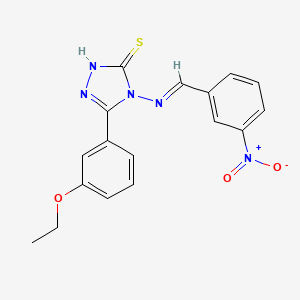 molecular formula C17H15N5O3S B12015346 5-(3-Ethoxyphenyl)-4-((3-nitrobenzylidene)amino)-4H-1,2,4-triazole-3-thiol CAS No. 497921-89-8